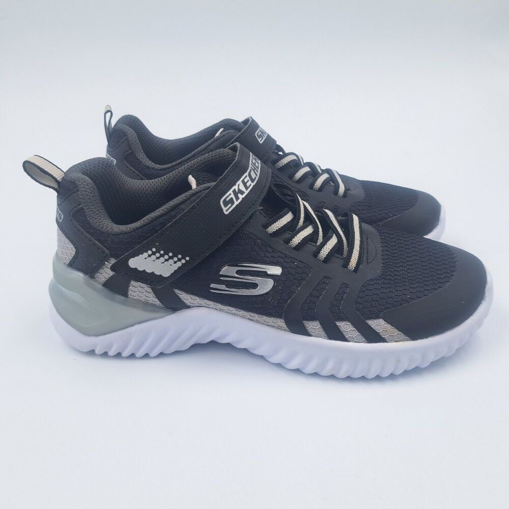 Skechers Black Sneakers Boys Size 2 Hook & Loop Closure